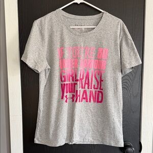 Under Armour Grey Tee with Hot Pink Graphic